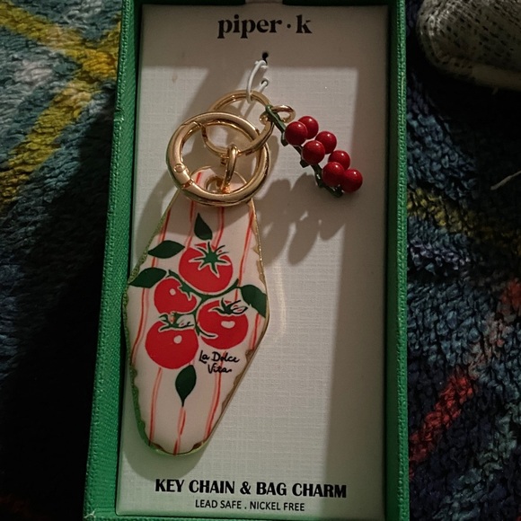 Piper K Accessories - Piper K Tomato Key Chain & Bag Charm - Red and Gold